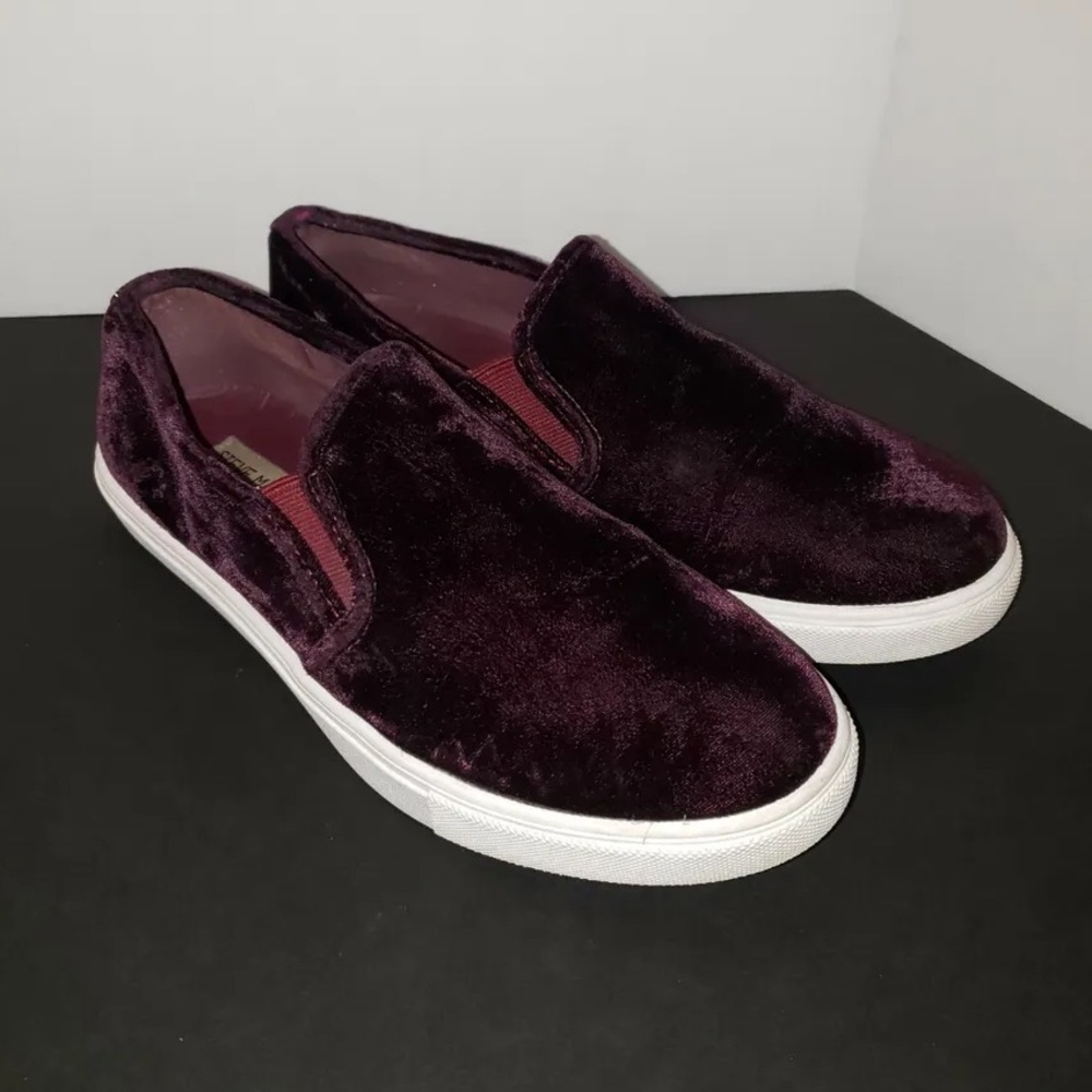 Steven Madden purple velvet slip-on sneakers